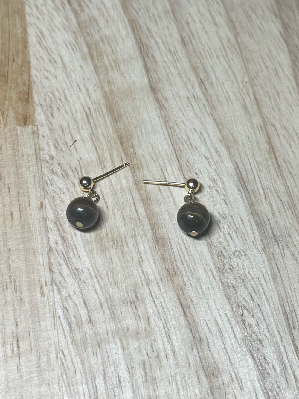 Hand Crafted Tigers Eye Gold Post Earrings